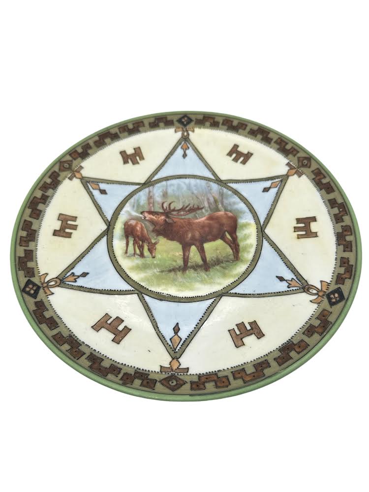 Antique Moose/Elk Moriah Decorative Plate