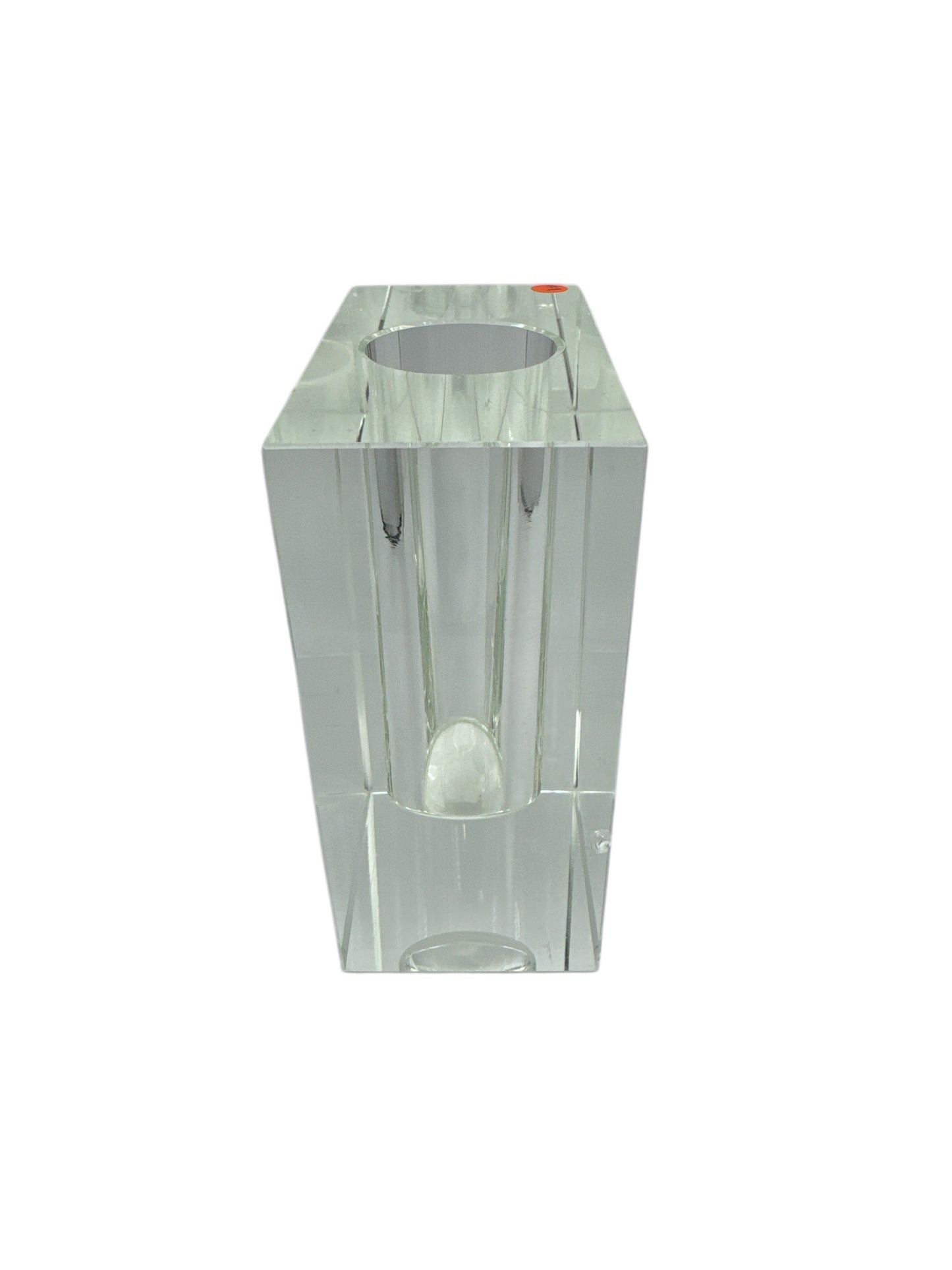 #1 - Vintage Mid Century Modern Block Clear Glass Bud Vase