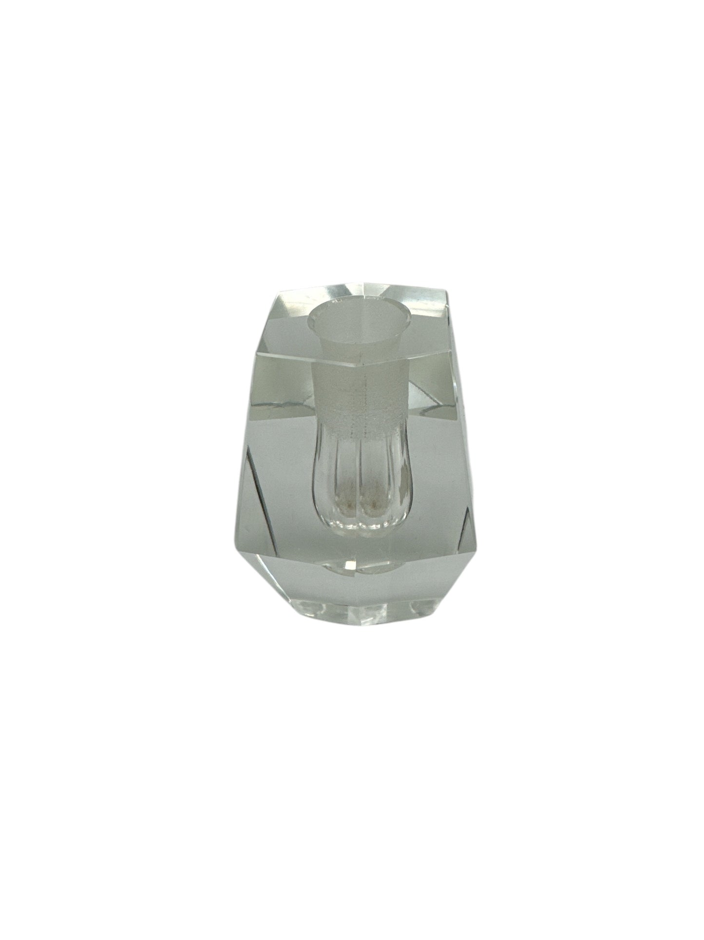 Cubist Geometric Clear Glass Bud Vase