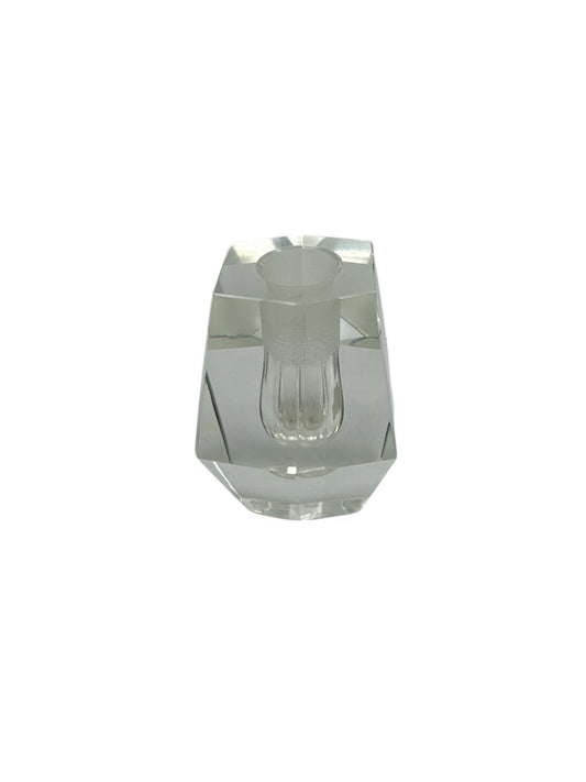 Cubist Geometric Clear Glass Bud Vase
