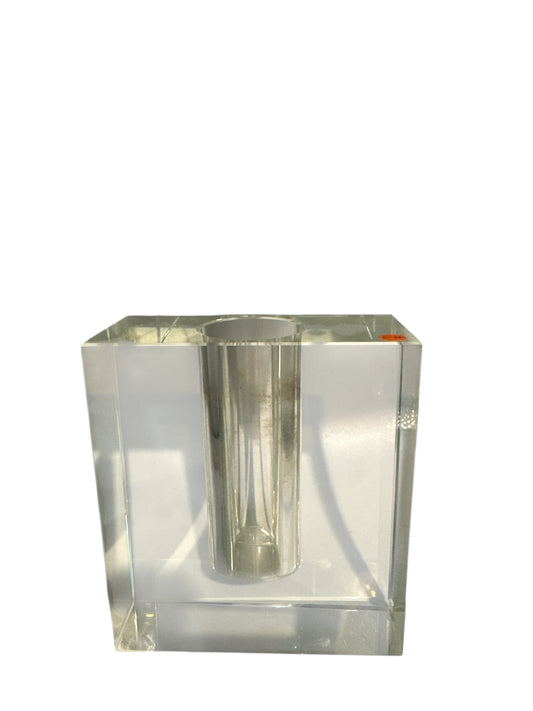 #3 - Vintage Mid Century Modern Glass Block Bud Vase