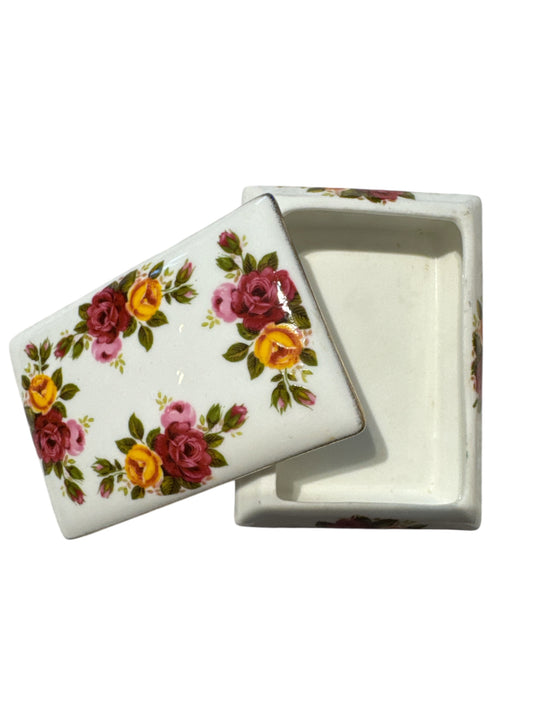 Cottage Rose Rectangular Trinket Box