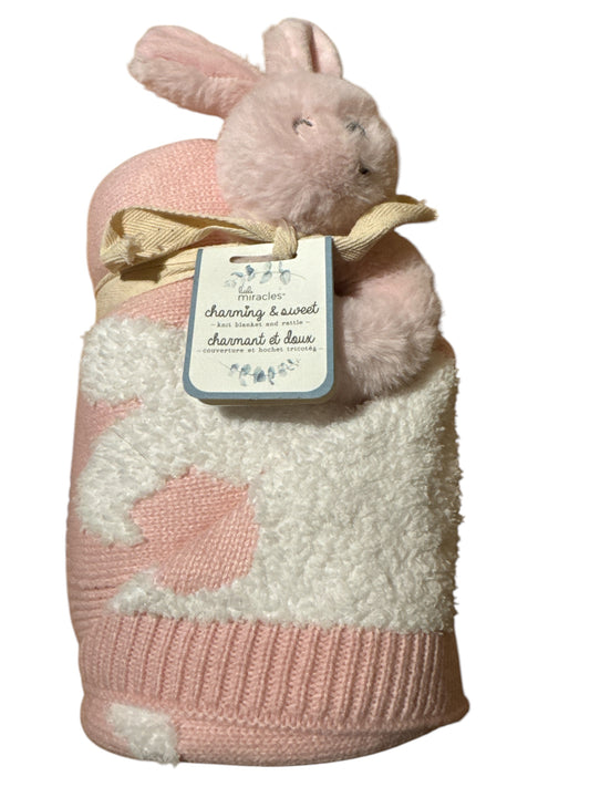 Little Miracles Charming & Sweet Knit Blanket & Rattle - Bunny