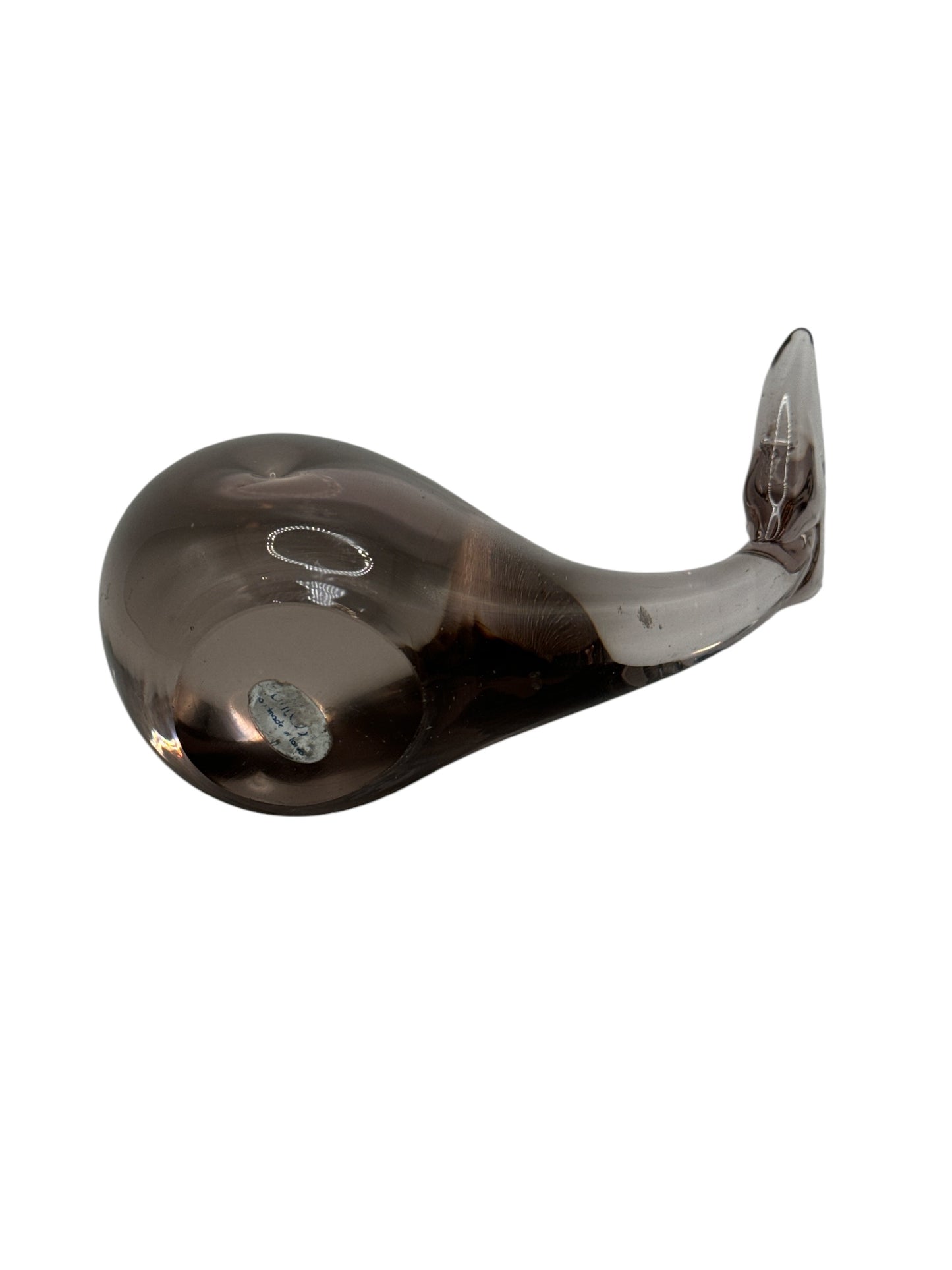 Glass Whale Paperweight