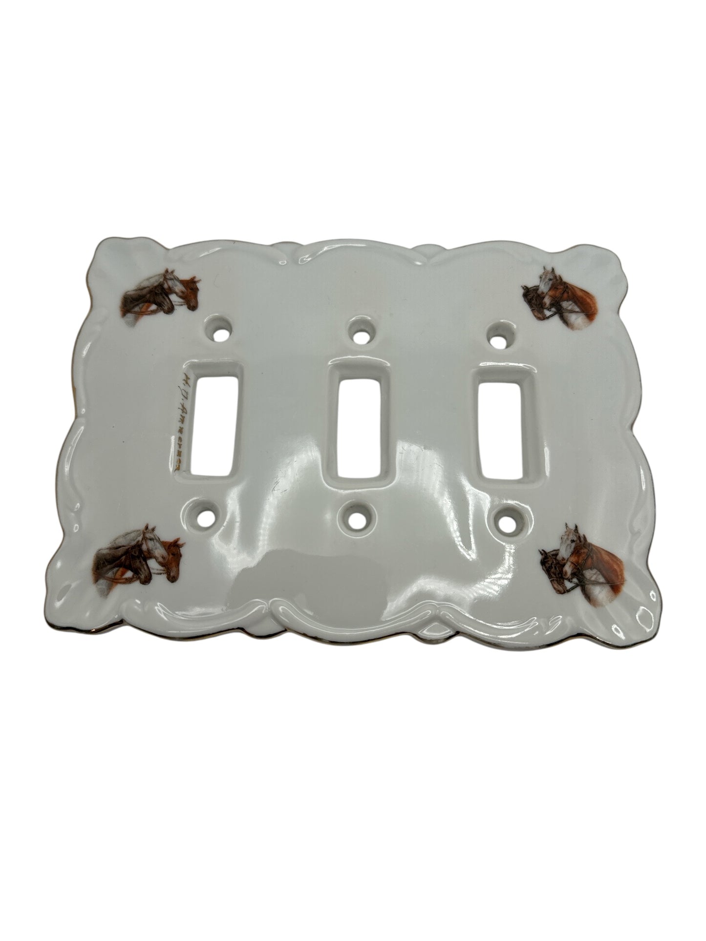 Horse Themed Porcelain Triple Switch