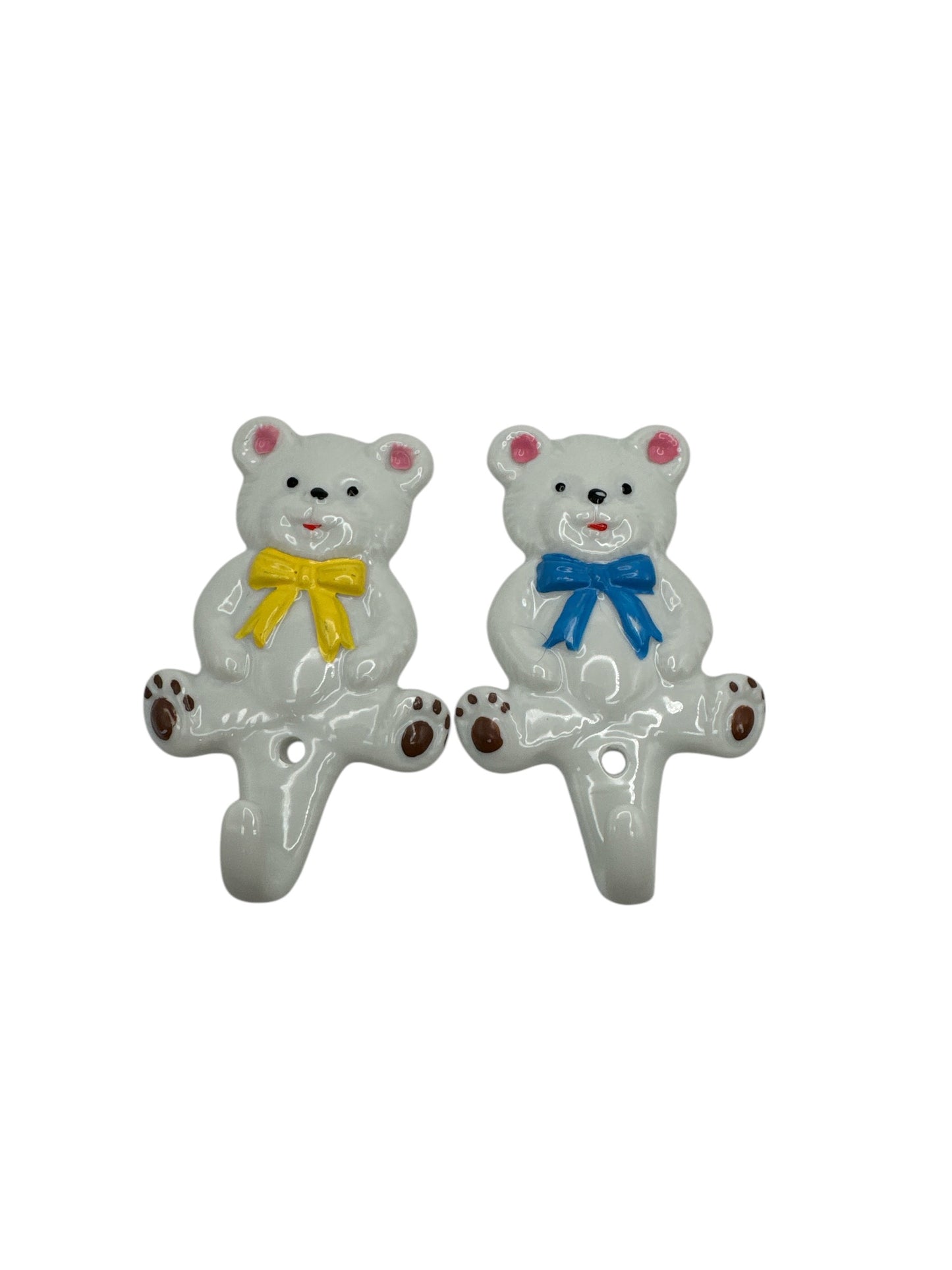 Ceramic Teddy Bear Wall Hooks (2)