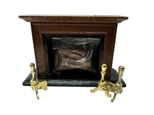 Dollhouse Miniature Fireplace & Logs