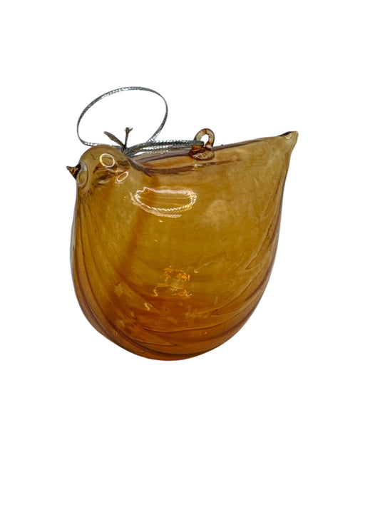 Amber Glass Bird Ornament