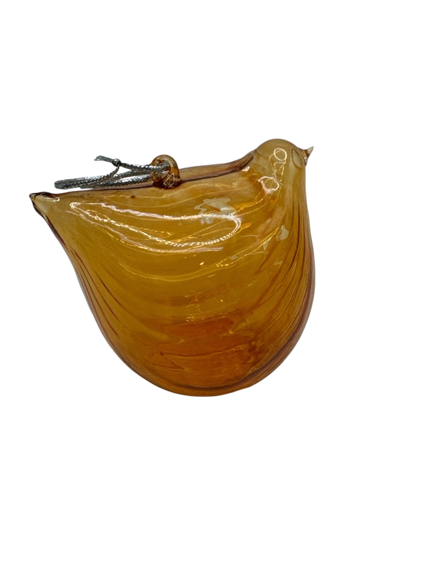 Amber Glass Bird Ornament