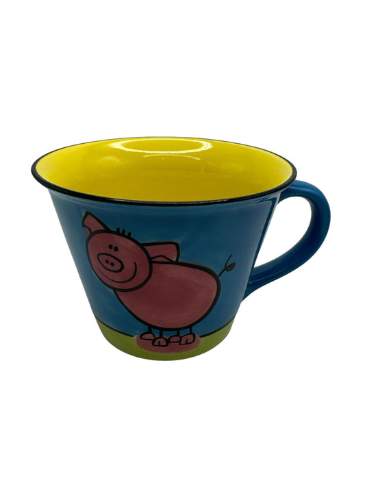 Pink Pig and Flower Mug