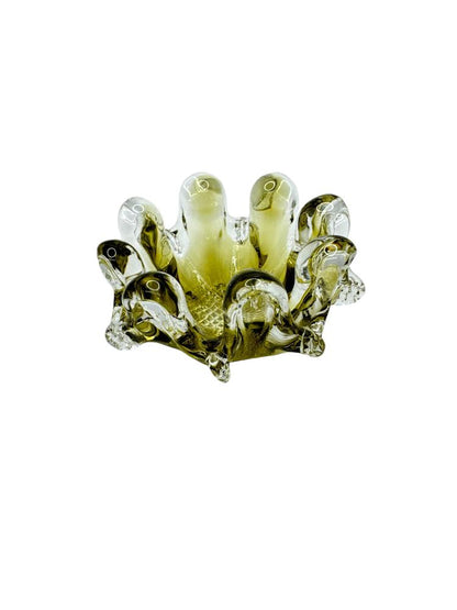 Art Glass Yellow Green Dish