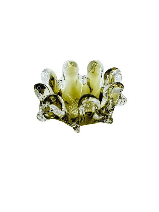 Art Glass Yellow Green Dish