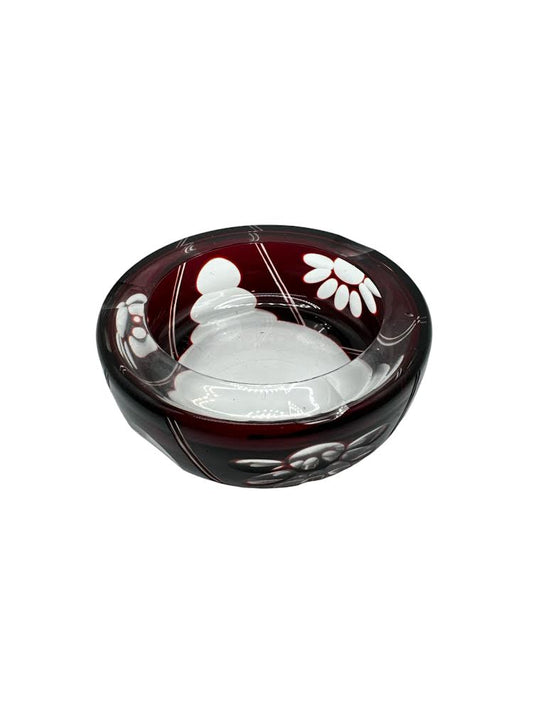 Bohemian Ruby Cut to Clear Ashtray