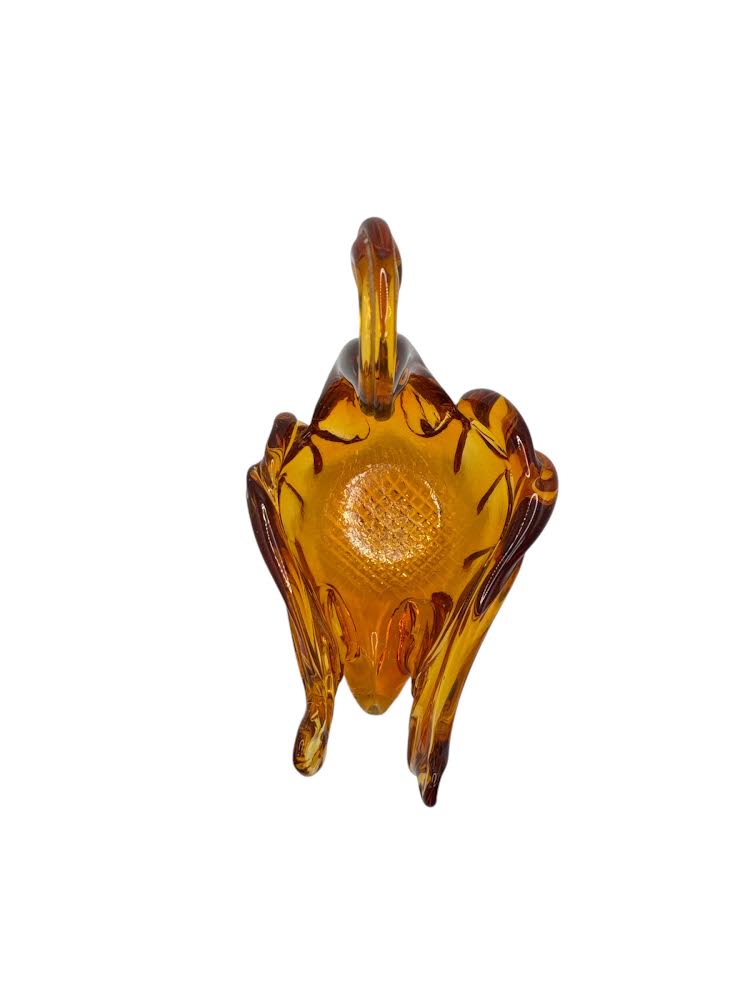 Orange Amber Vintage Swan Dish