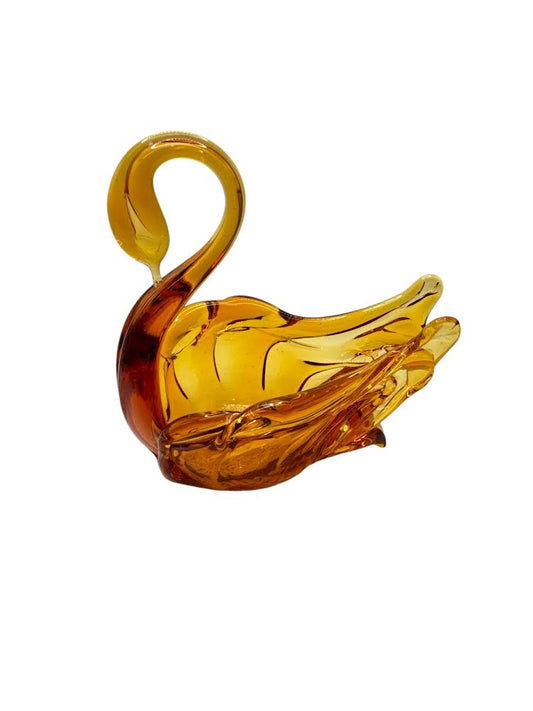 Orange Amber Vintage Swan Dish