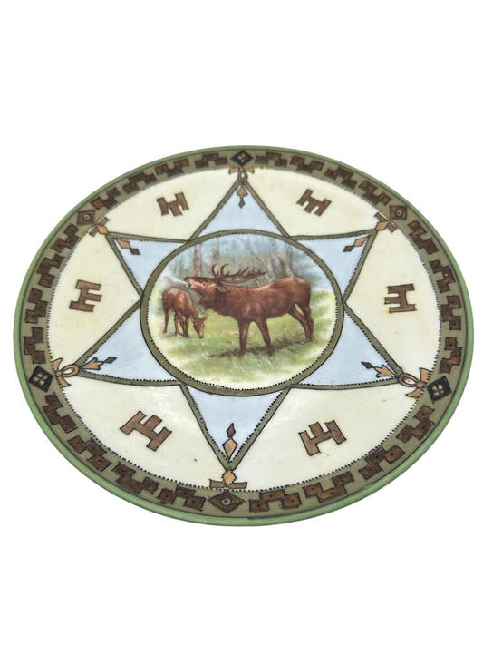 Antique Moose/Elk Moriah Decorative Plate