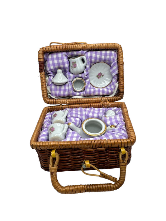 Wicker Mini Picnic Basket With Accessories
