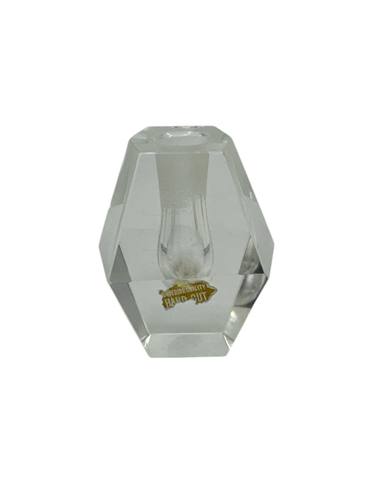 Cubist Geometric Clear Glass Bud Vase