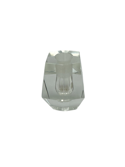 Cubist Geometric Clear Glass Bud Vase