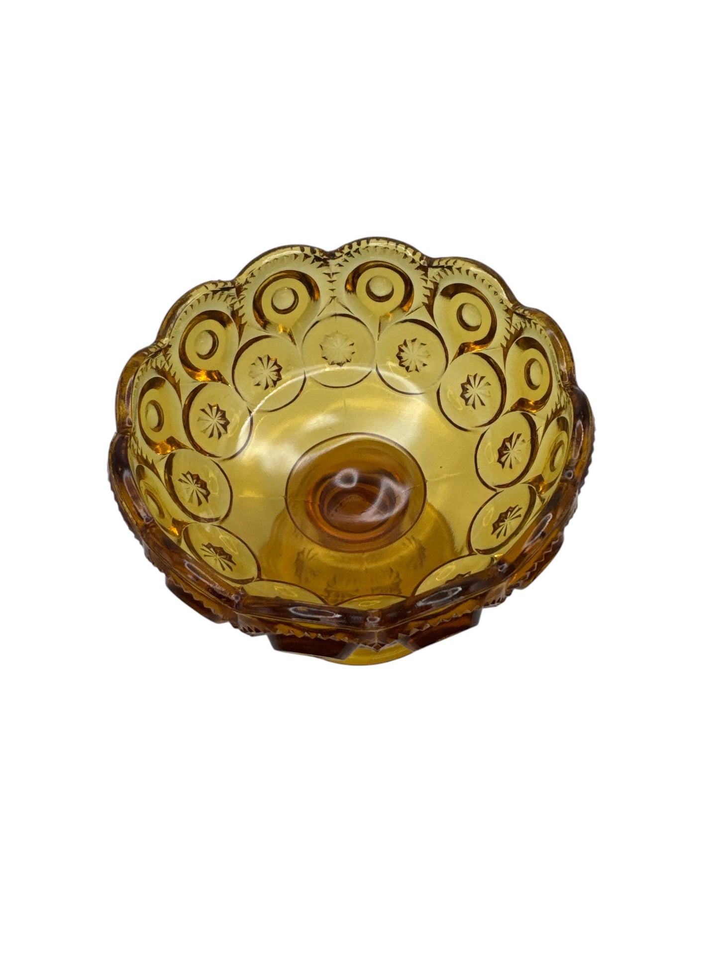 Vintage Moon & Stars Amber Glass Compote