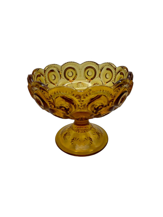 Vintage Moon & Stars Amber Glass Compote