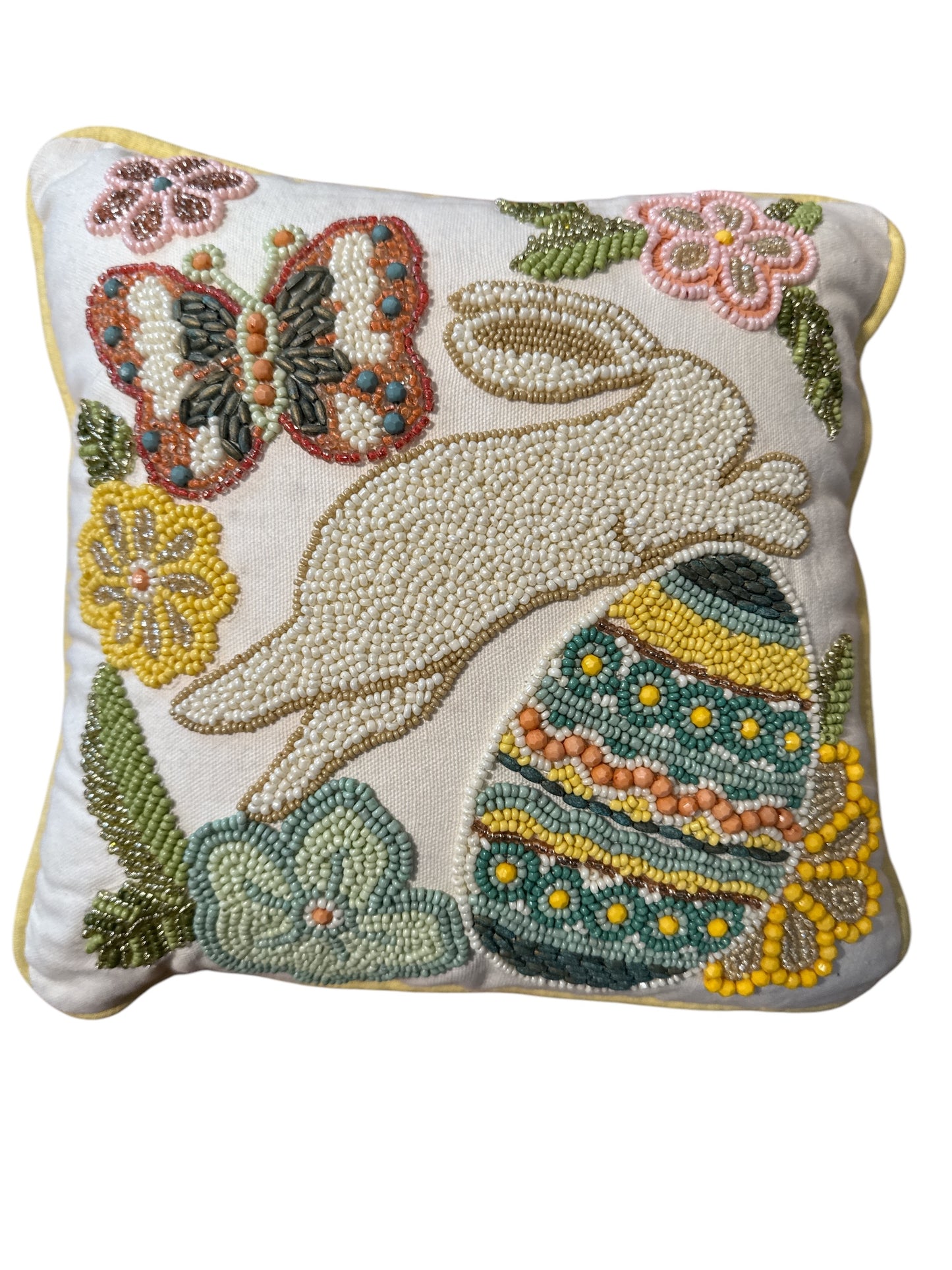 Pier 1 Imports Beaded Bunny Pillow
