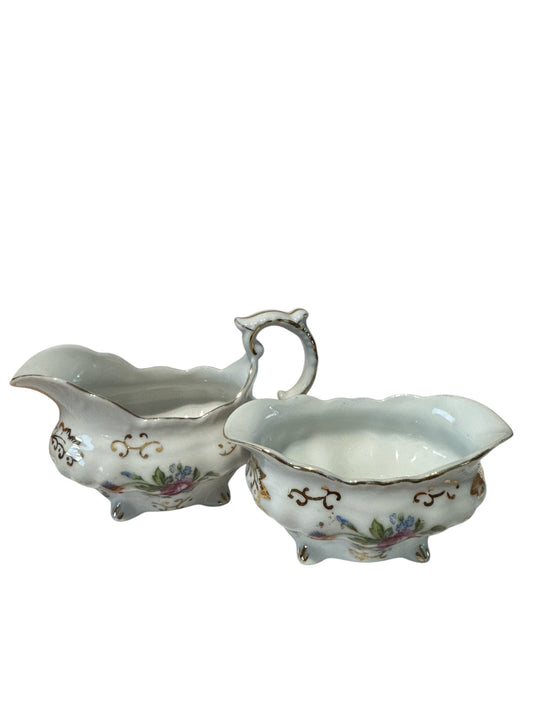 Vintage Castle Creamer & Sugar Set Japan