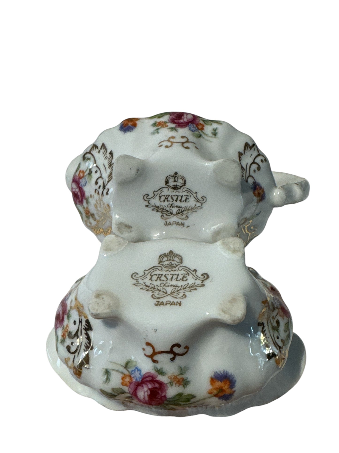Vintage Castle Creamer & Sugar Set Japan