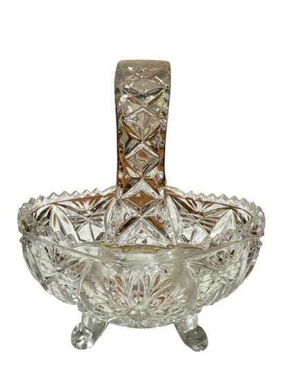 Lead Crystal Flower Basket Footed