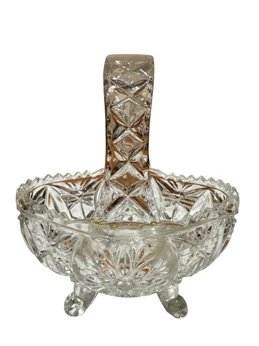 Lead Crystal Flower Basket Footed