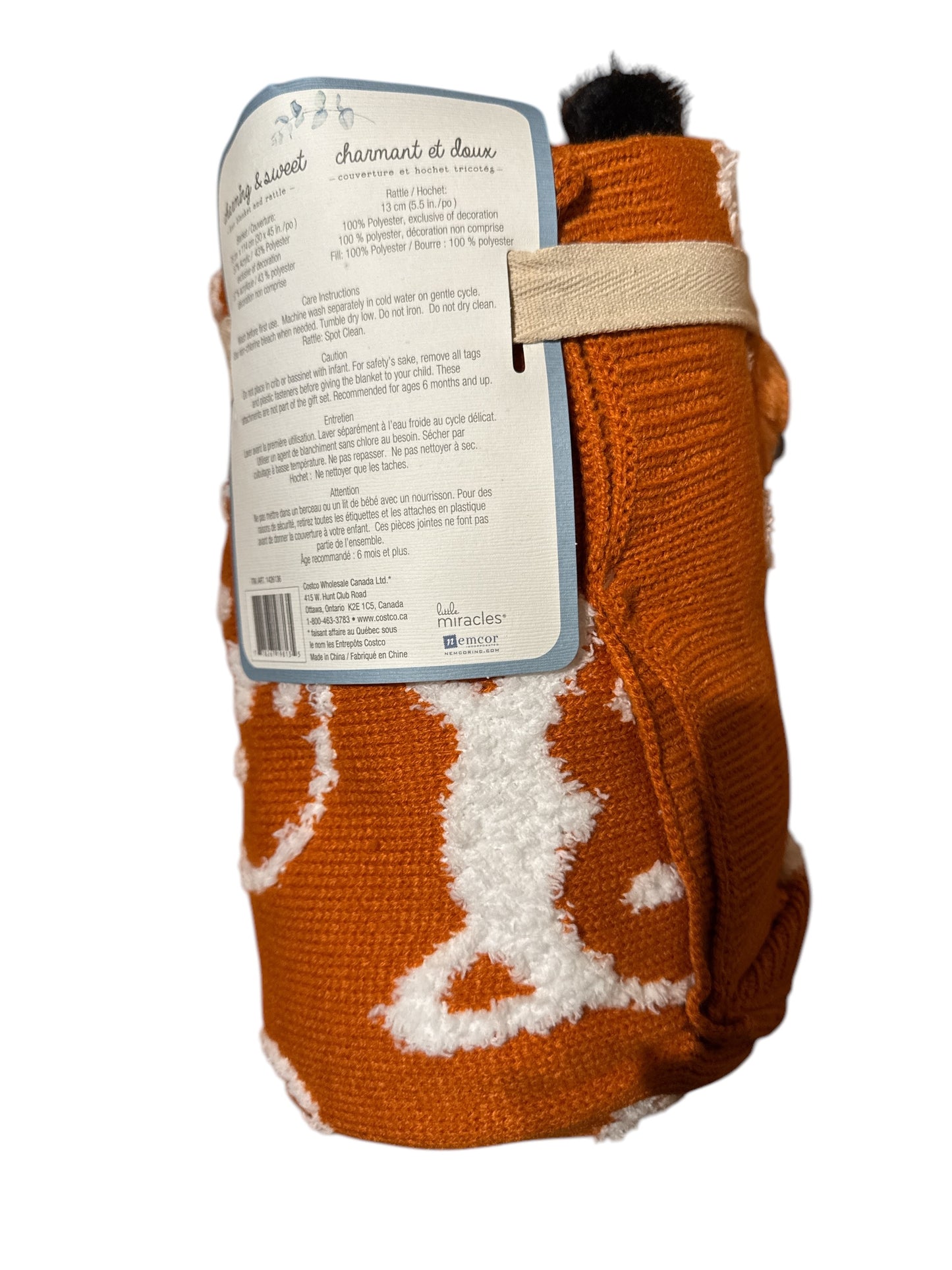 Little Miracles Charming & Sweet Knit Blanket & Rattle - Fox