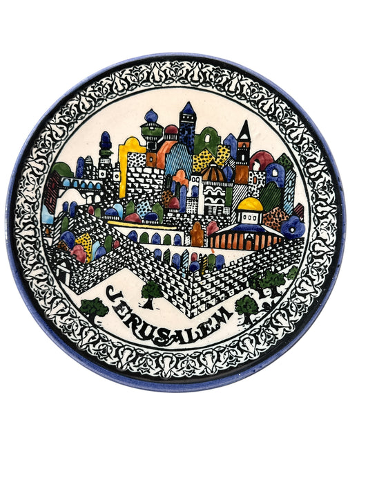 Jerusalem Hand Painted Armenian Jewish Collectible Wall Plate