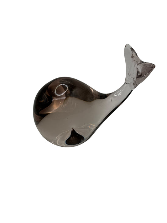 Glass Whale Paperweight