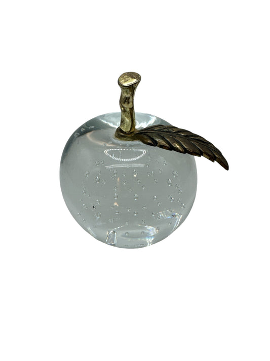 Clear Glass Apple Paperweight