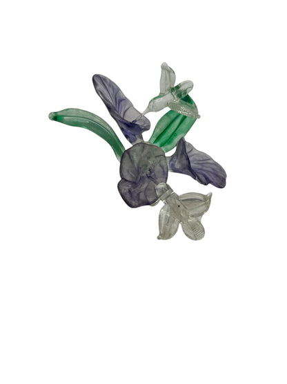 Art Glass Hummingbirds With Flowers