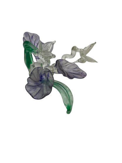 Art Glass Hummingbirds With Flowers