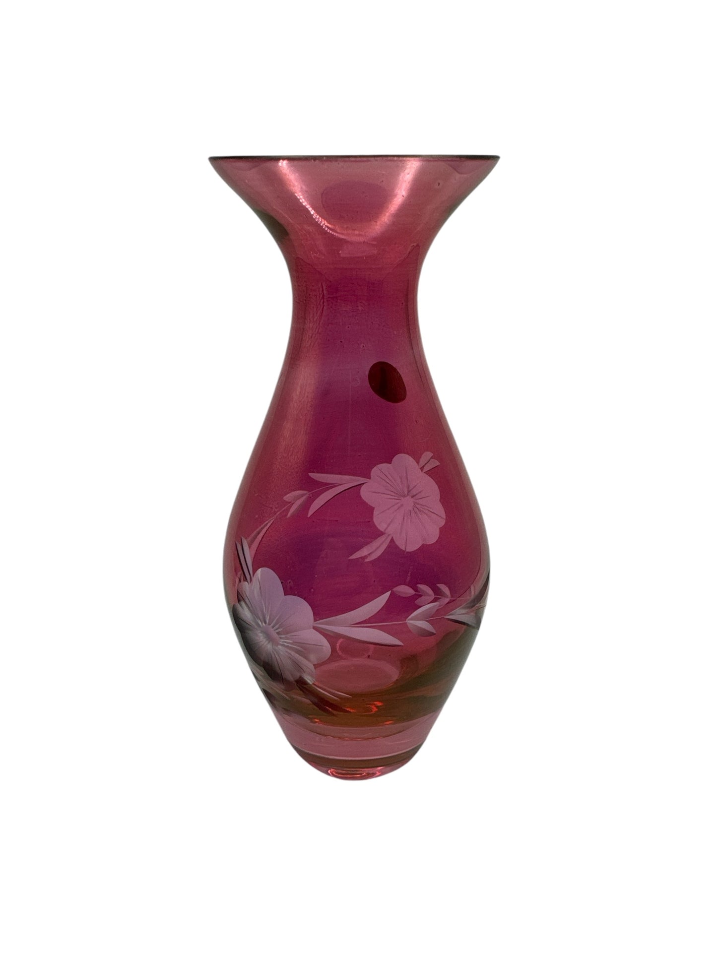 Cranberry Etched Vase