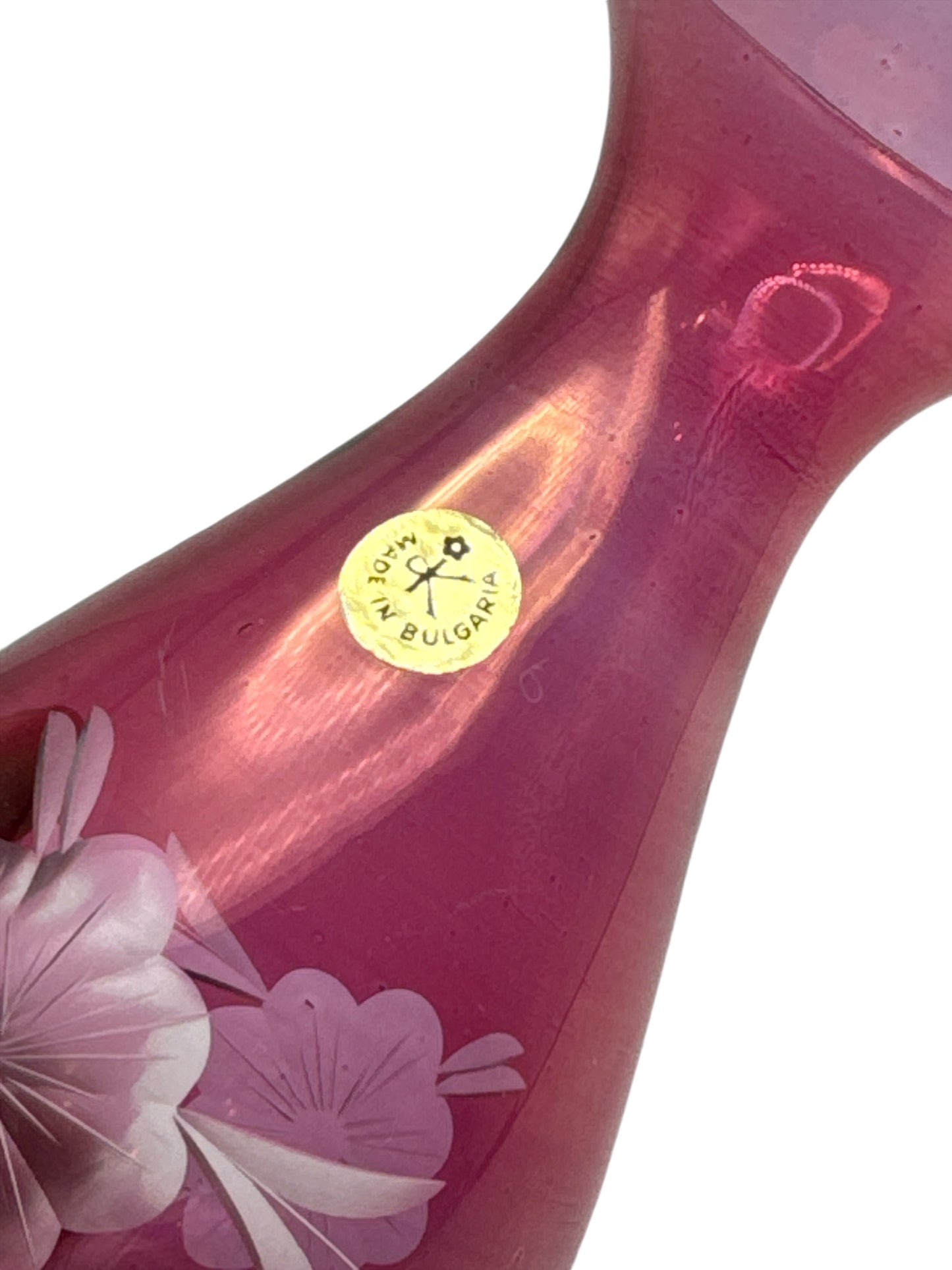 Cranberry Etched Vase