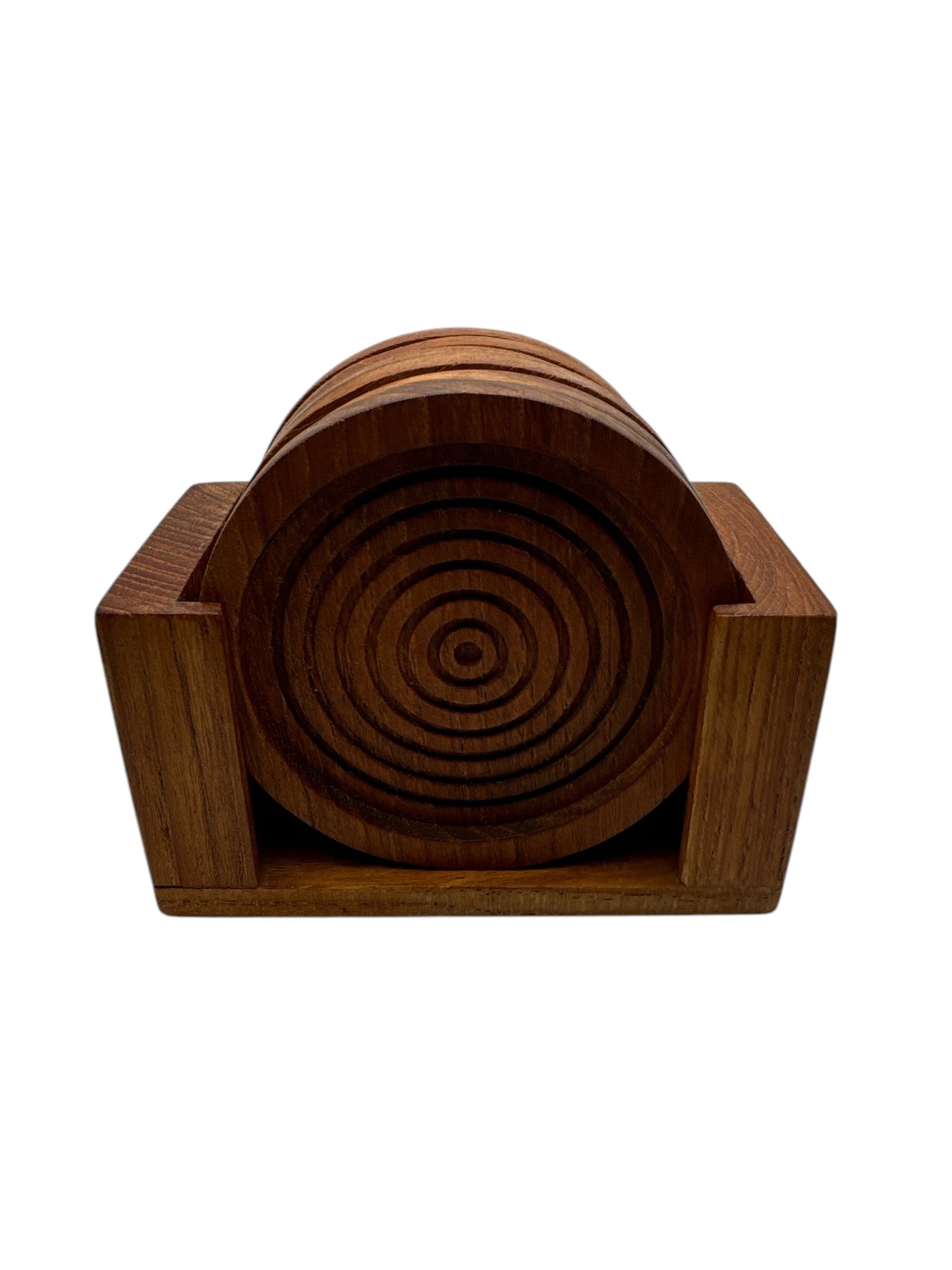 Teak Wood Coasters in Caddy