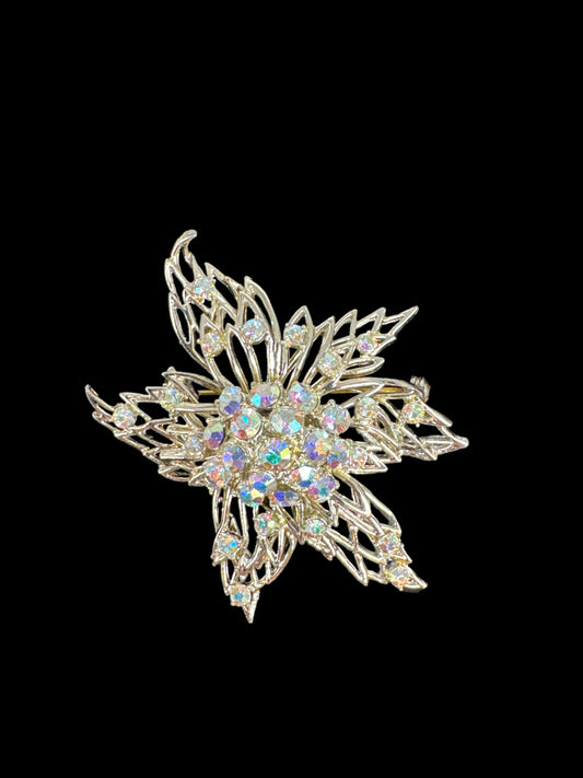 Rhinestone Gold Tone Brooch