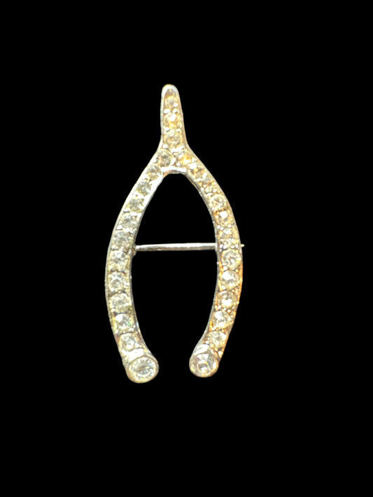 Rhinestone Wish Bone Brooch