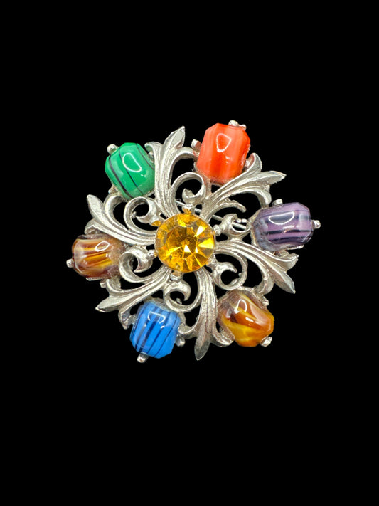 Scottish Multicolour Stone Brooch