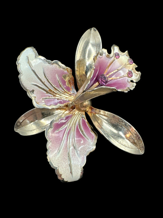 Vintage Enamel Iris Brooch