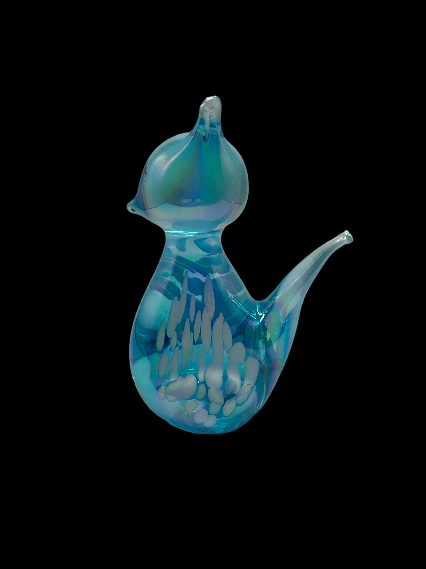 Blue Art Glass Cat Ornament