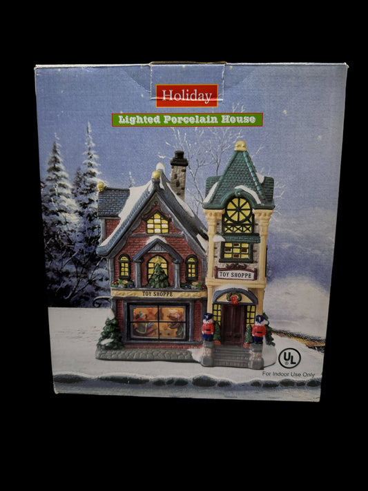 Holiday Lighted Porcelain House - Toy Shoppe