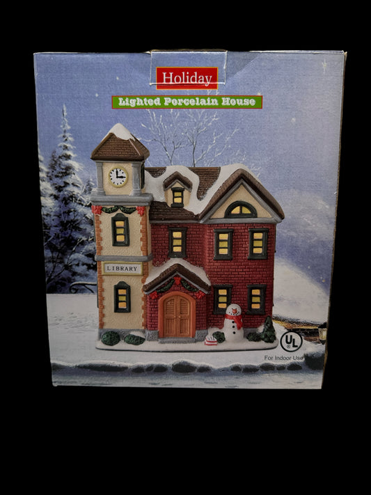 Holiday Lighted Porcelain House - Library