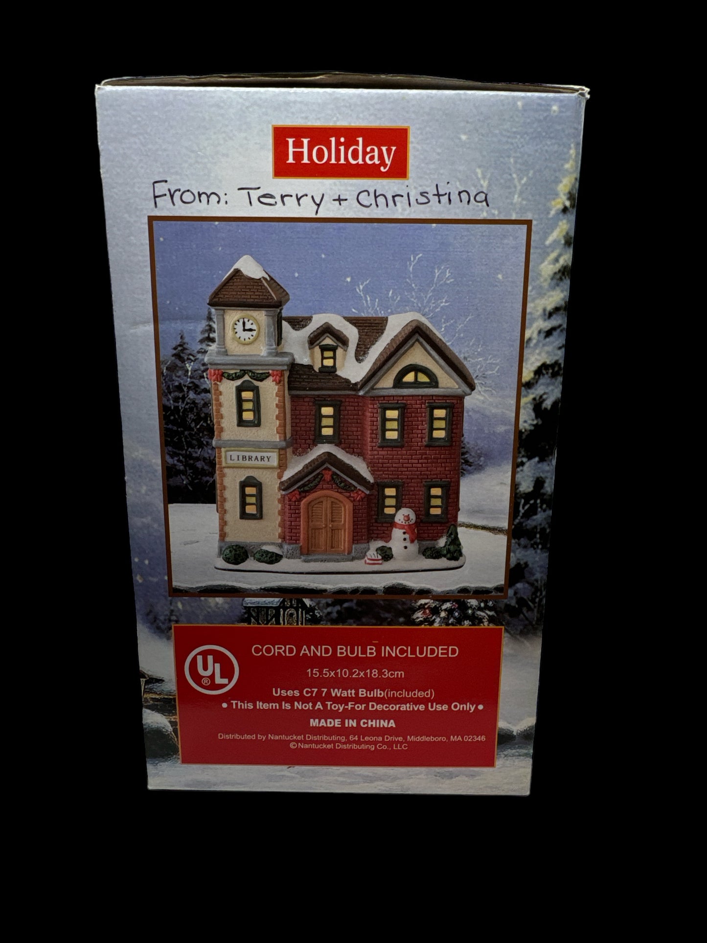 Holiday Lighted Porcelain House - Library