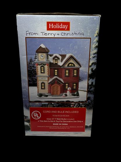 Holiday Lighted Porcelain House - Library