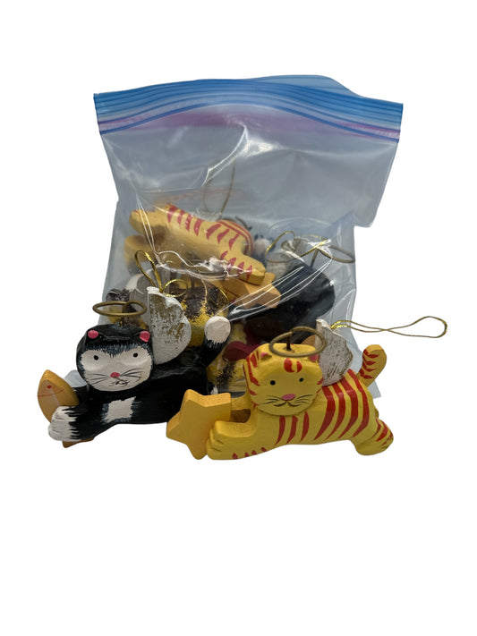 Wood Cat Ornaments