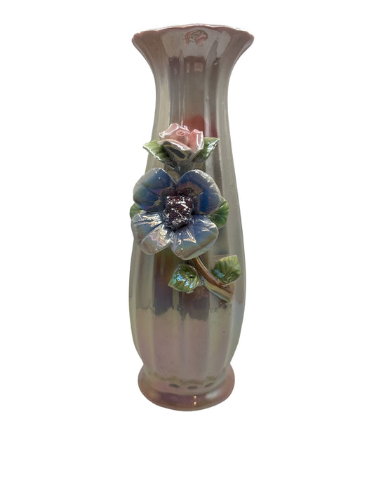 Pink Opalescent Flower Vase